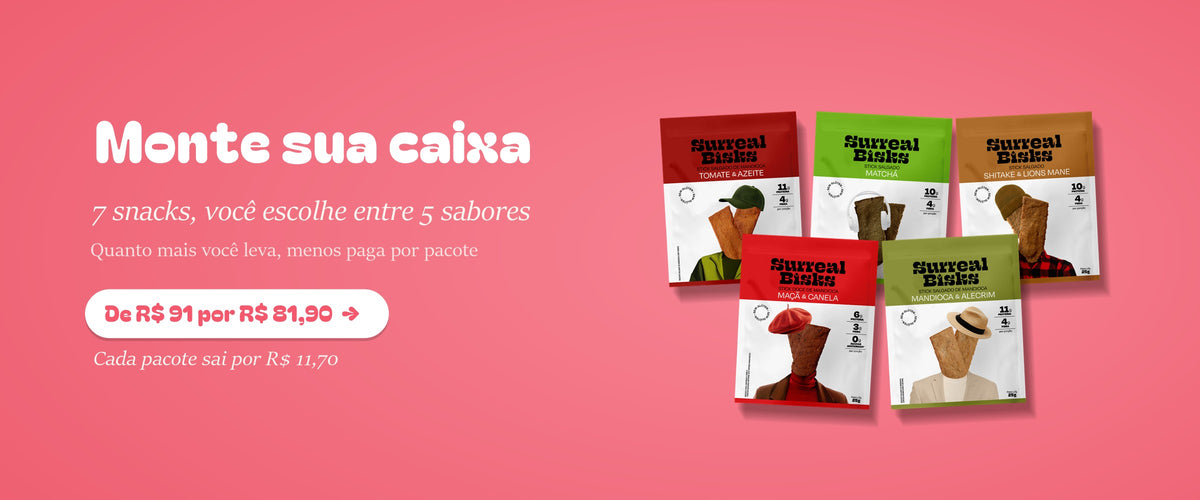 Monte sua caixa: 7 snacks, você escolhe entre 5 sabores