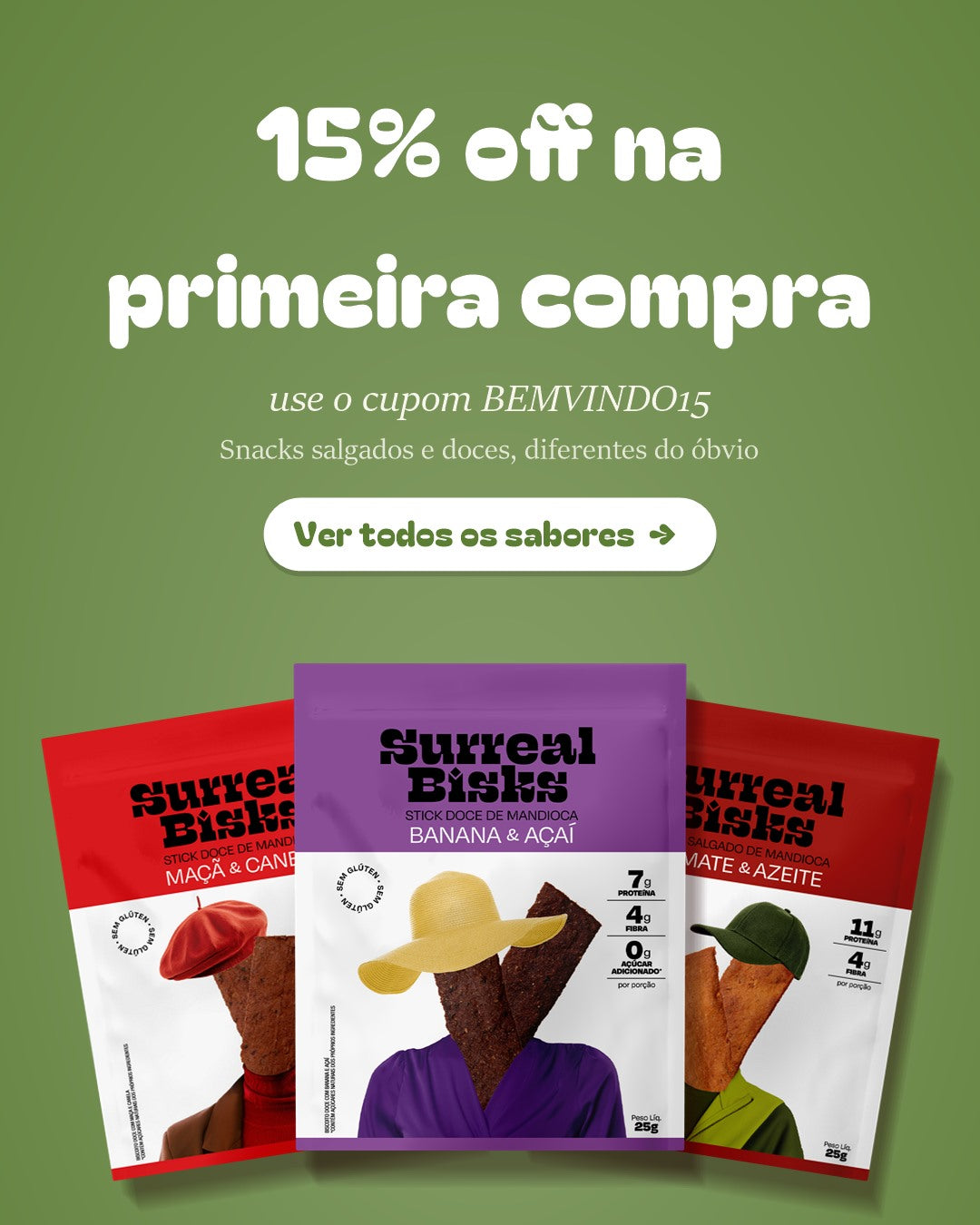 15% off na primeira compra com o cupom BEMVINDO15